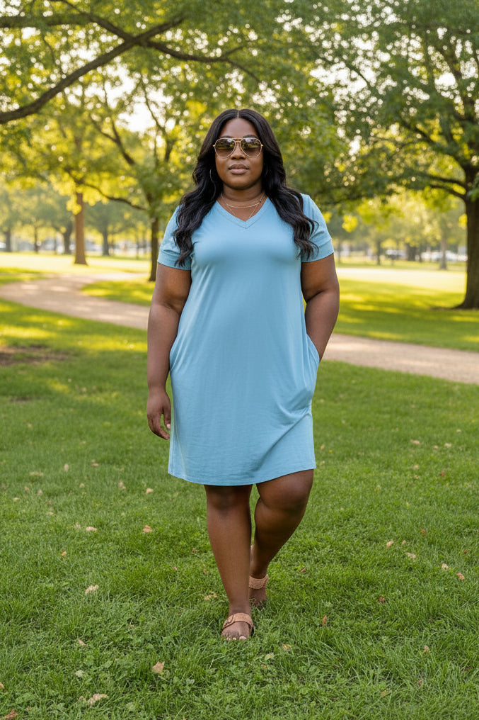 V-neck short sleeve dress